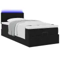 Cadre de lit ottoman avec matelas noir 80x200 cm velours