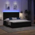 Cadre de lit ottoman avec matelas noir 160x200 cm velours