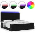  Cadre de lit ottoman avec matelas noir 160x200 cm velours