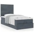 Cadre de lit ottoman avec matelas gris foncé 80x200 cm velours