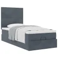 Cadre de lit ottoman avec matelas gris foncé 80x200 cm velours