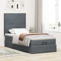 Cadre de lit ottoman avec matelas gris foncé 80x200 cm velours