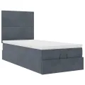 Cadre de lit ottoman avec matelas gris foncé 80x200 cm velours