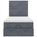 Cadre de lit ottoman avec matelas gris foncé 80x200 cm velours