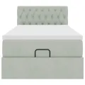 Cadre de lit ottoman avec matelas gris clair 80x200 cm velours
