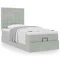 Cadre de lit ottoman avec matelas gris clair 80x200 cm velours