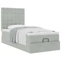 Cadre de lit ottoman avec matelas gris clair 80x200 cm velours