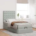 Cadre de lit ottoman avec matelas gris clair 80x200 cm velours