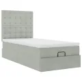 Cadre de lit ottoman avec matelas gris clair 80x200 cm velours