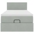 Cadre de lit ottoman avec matelas gris clair 80x200 cm velours
