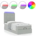 Cadre de lit ottoman avec matelas gris clair 80x200 cm velours
