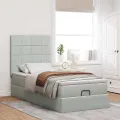 Cadre de lit ottoman avec matelas gris clair 80x200 cm velours