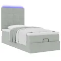 Cadre de lit ottoman avec matelas gris clair 80x200 cm velours