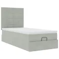 Cadre de lit ottoman avec matelas gris clair 80x200 cm velours