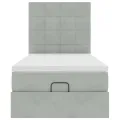 Cadre de lit ottoman avec matelas gris clair 80x200 cm velours