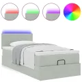 Cadre de lit ottoman avec matelas gris clair 80x200 cm velours