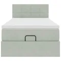 Cadre de lit ottoman avec matelas gris clair 80x200 cm velours