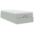 Cadre de lit ottoman avec matelas gris clair 80x200 cm velours