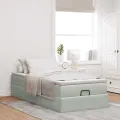 Cadre de lit ottoman avec matelas gris clair 80x200 cm velours