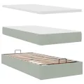 Cadre de lit ottoman avec matelas gris clair 80x200 cm velours