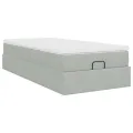 Cadre de lit ottoman avec matelas gris clair 80x200 cm velours