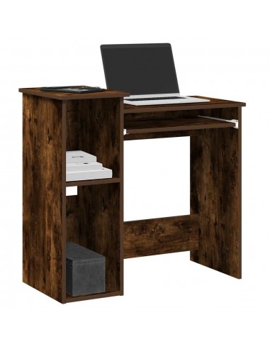 Bureau avec étagères chêne fumé 84x40x78 cm bois d'ingénierie