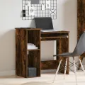 Bureau avec étagères chêne fumé 84x40x78 cm bois d'ingénierie