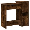 Bureau avec étagères chêne fumé 84x40x78 cm bois d'ingénierie