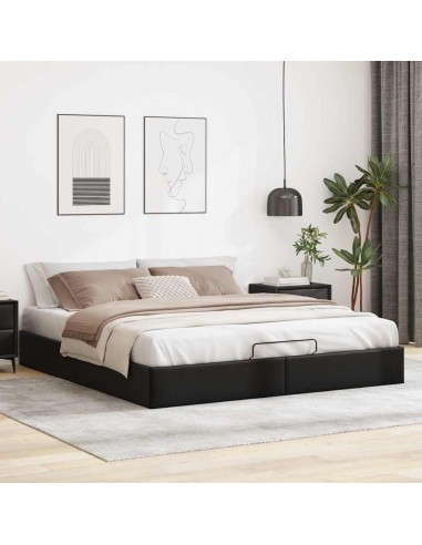 Cadre de lit ottoman sans matelas noir 200x200 cm similicuir