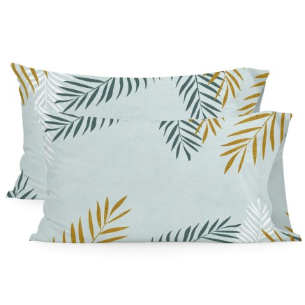 Pillowcase HappyFriday Blanc Foliage Mint Multicolour 50 x 75 cm (2 Un
