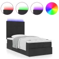 Cadre de lit ottoman avec matelas noir 80x200 cm tissu
