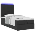 Cadre de lit ottoman avec matelas noir 80x200 cm tissu