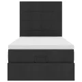 Cadre de lit ottoman avec matelas noir 80x200 cm tissu