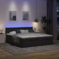  Cadre de lit ottoman avec matelas noir 160x200 cm tissu