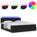  Cadre de lit ottoman avec matelas noir 160x200 cm tissu