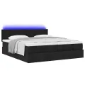  Cadre de lit ottoman avec matelas noir 160x200 cm tissu