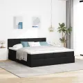  Cadre de lit ottoman avec matelas noir 160x200 cm tissu