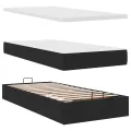  Cadre de lit ottoman avec matelas noir 160x200 cm tissu