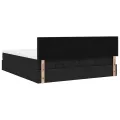  Cadre de lit ottoman avec matelas noir 160x200 cm tissu