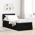 Cadre de lit ottoman avec matelas noir 80x200 cm tissu