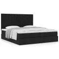  Cadre de lit ottoman avec matelas noir 160x200 cm tissu