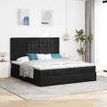  Cadre de lit ottoman avec matelas noir 160x200 cm tissu