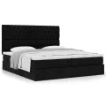  Cadre de lit ottoman avec matelas noir 160x200 cm tissu