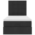 Cadre de lit ottoman avec matelas noir 80x200 cm tissu