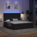  Cadre de lit ottoman avec matelas noir 160x200 cm tissu