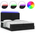  Cadre de lit ottoman avec matelas noir 160x200 cm tissu
