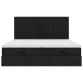 Cadre de lit ottoman avec matelas noir 160x200 cm tissu