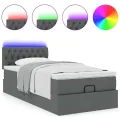 Cadre de lit ottoman avec matelas gris foncé 80x200 cm tissu