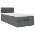 Cadre de lit ottoman avec matelas gris foncé 80x200 cm tissu