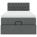 Cadre de lit ottoman avec matelas gris foncé 80x200 cm tissu